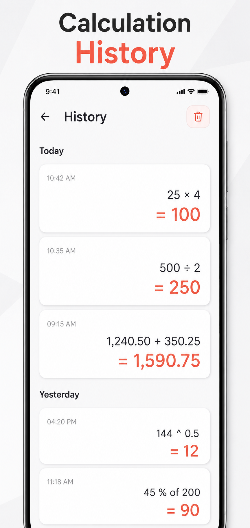 Calculation History View