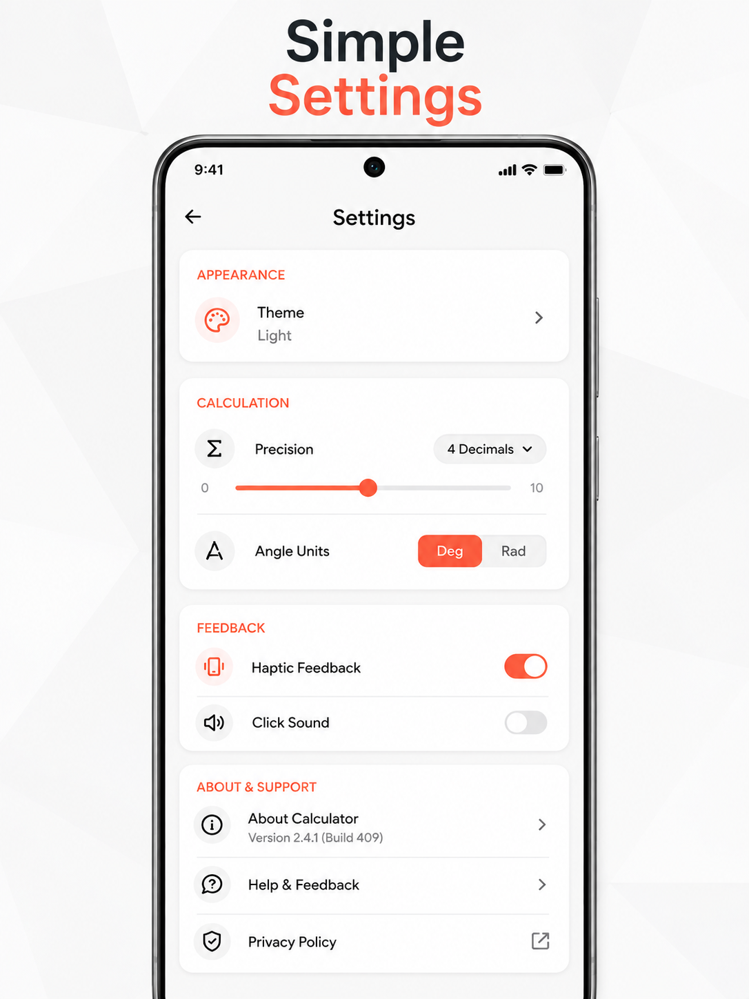 App Settings View